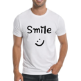 thumbnail image 1 of Summer T-Shirt 100% Cotton 180g - Smile Print Casual Loose Fit Round Neck Short Sleeve Tee for Daily Wear & Travel, Black & White, Travel Clothing | Graphic Tee | Breathable Fabric, 1 of 6