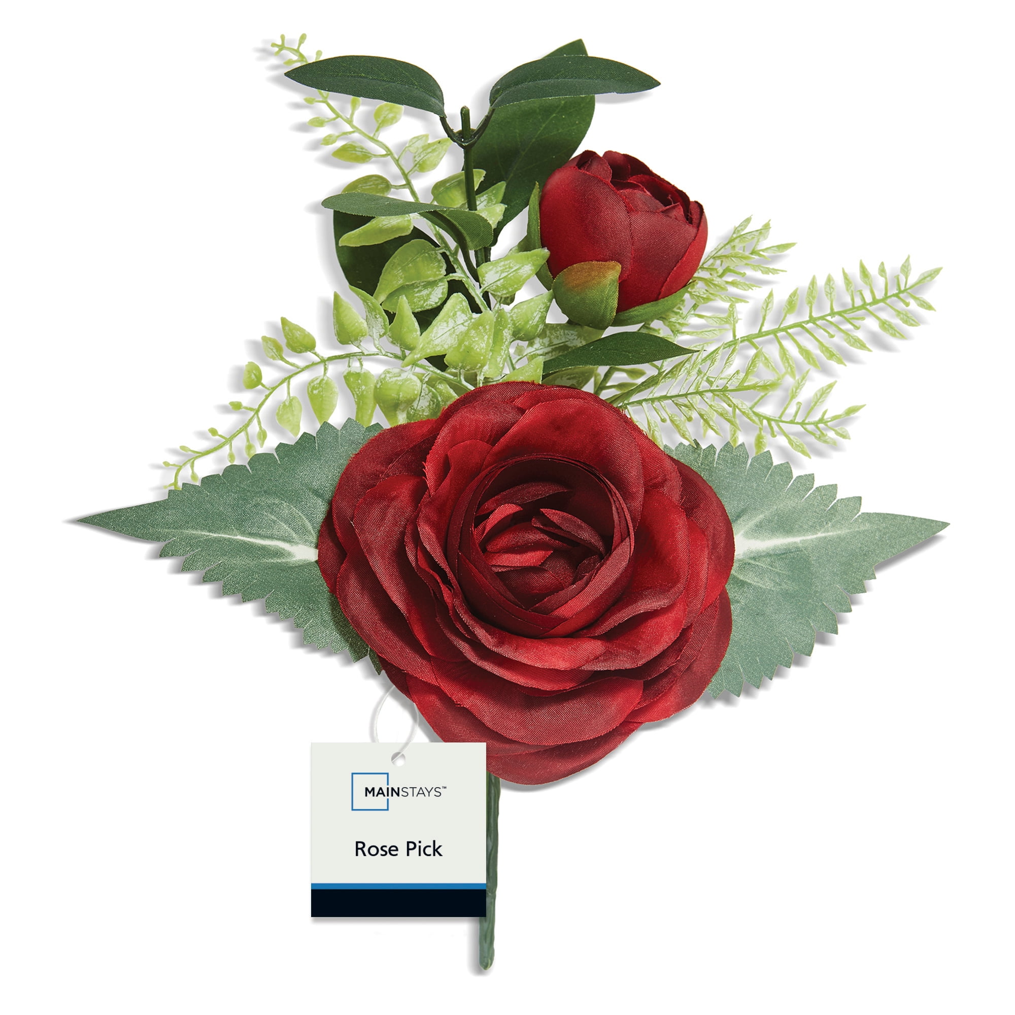 Mainstays 9" Artificial Mini Red Rose Bouquet Pick, 24pk