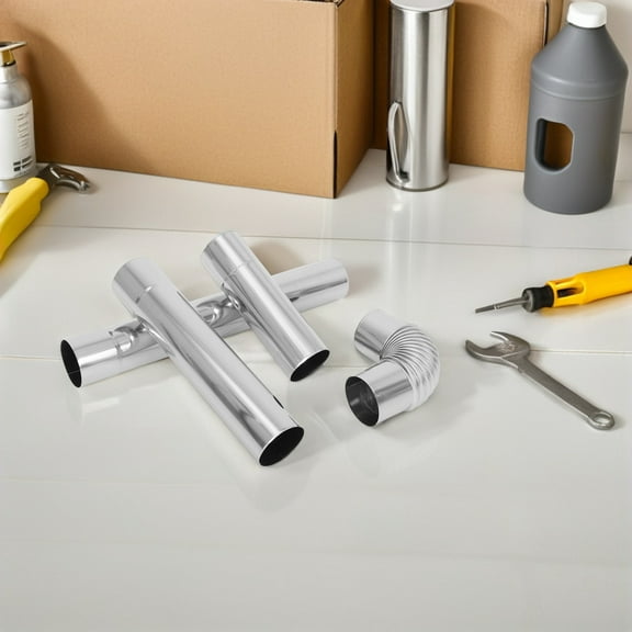 Raindrops 4-Piece Stainless Steel Stove Pipe Kit with Chimney Flue Extension for Efficient Venting