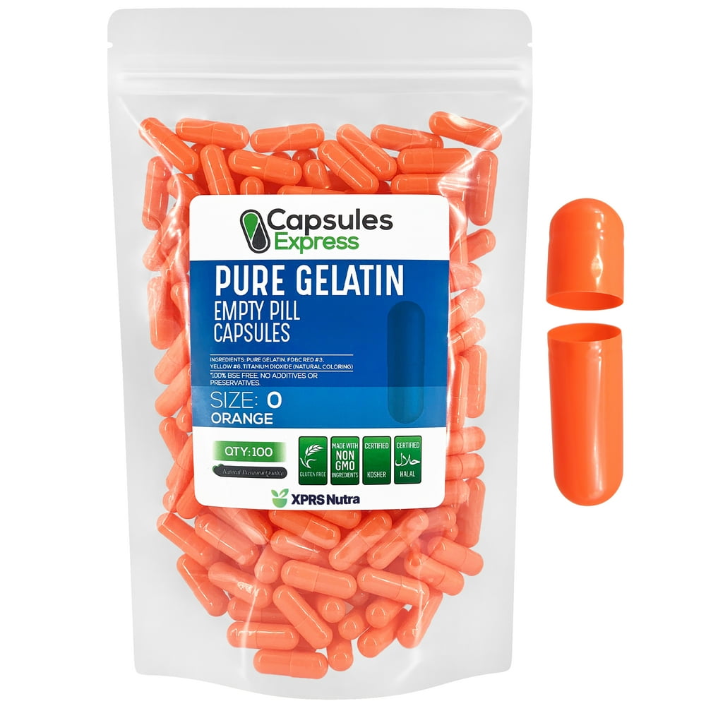 XPRS Nutra Size 0 Empty Capsules 100 Count Colored Empty Gelatin