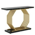 thumbnail image 2 of Topcobe Faux Marble Console Table, 40" Accent Sofa Table with Geometric Metal Base, Modern Furniture for Indoor, Entryway, Hallway, Black & Gold, 2 of 5