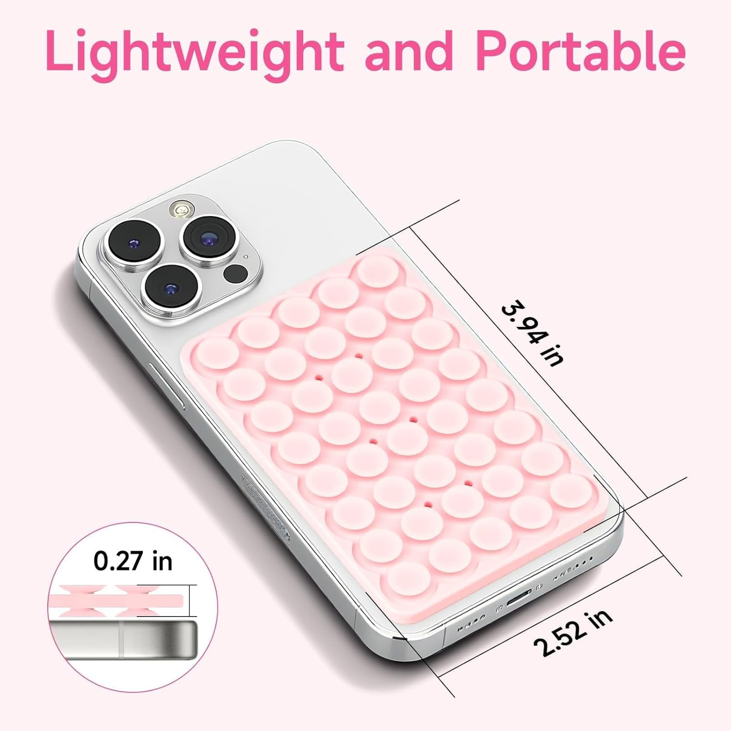 MKEUDQ-Silicone Suction Cup Phone Case Mount Double Sided, Phone Accessories Hands-Free Strong Grip Holder for Selfies and Videos, Silicon Phone Stand for iPhone and Android Translucent