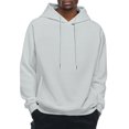thumbnail image 6 of Domuza Men's Hoodie Pullover Trendy Casual Long Sleeve Drawstring Hooded Sweatshirt Fall Winter Basic Essential Raglan Hooded Pullover with Kanga Pocket Gray L, 6 of 7