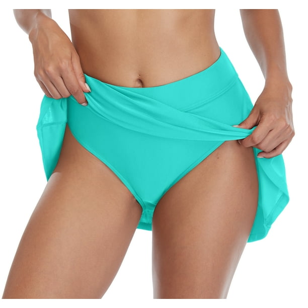 beautyin Women's Solid Swim Skirt Build-in Brief Tummy Control Tankini  Bottoms