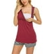 thumbnail image 3 of 3 en 1 Parto Enfermería PJS Maternidad Pijamas de Enfermería Conjunto de Pantalones Cortos Raya Embarazo Lactancia Ropa de DormirWine Red StripeXL, 3 of 5