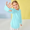 thumbnail image 5 of BLVB Girls Solid Color Thumb Hole Long Sleeve Shirts Kids Crewneck Oversized Tunic Tops Curved Hem Tees 3-14 Years, 5 of 6