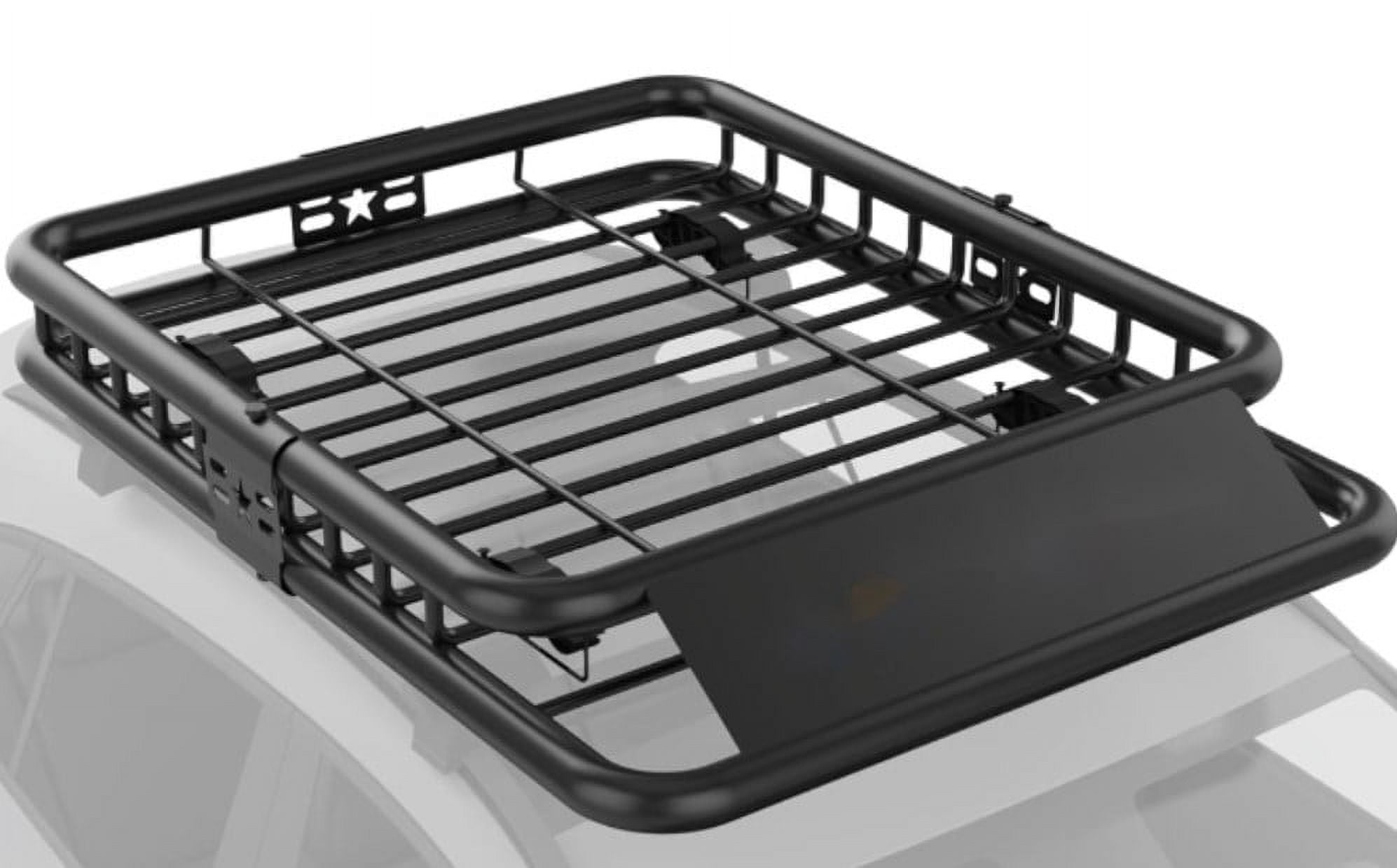 Roof Rack Rooftop Cargo Carrier Steel Basket, 200lbs Heavy Duty Motoring Roof Rack, Top Mount Universal Rack Carrier for SUV, Truck, Black Steel