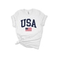 thumbnail image 1 of Women's USA American Flag Patriotic Fourth of July Independence Short Sleeve T-shirt Graphic Tee Graphic Tee-Navy-medium, 1 of 5