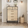 thumbnail image 3 of EastVita 6 Dresser for Bedroom Freestanding 46.6 in Tall Drawer Dresser with Storage Wooden Closet Storage Chest for Home Office Natural Oak and Black, 3 of 6