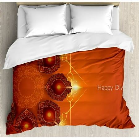 Ambesonne Diwali Indian Religious Sacred Celebration Hy Ambesonne Diwali Indian Religious Sacred Celebration Hy Festive Paisley Pattern Print Duvet Cover Set