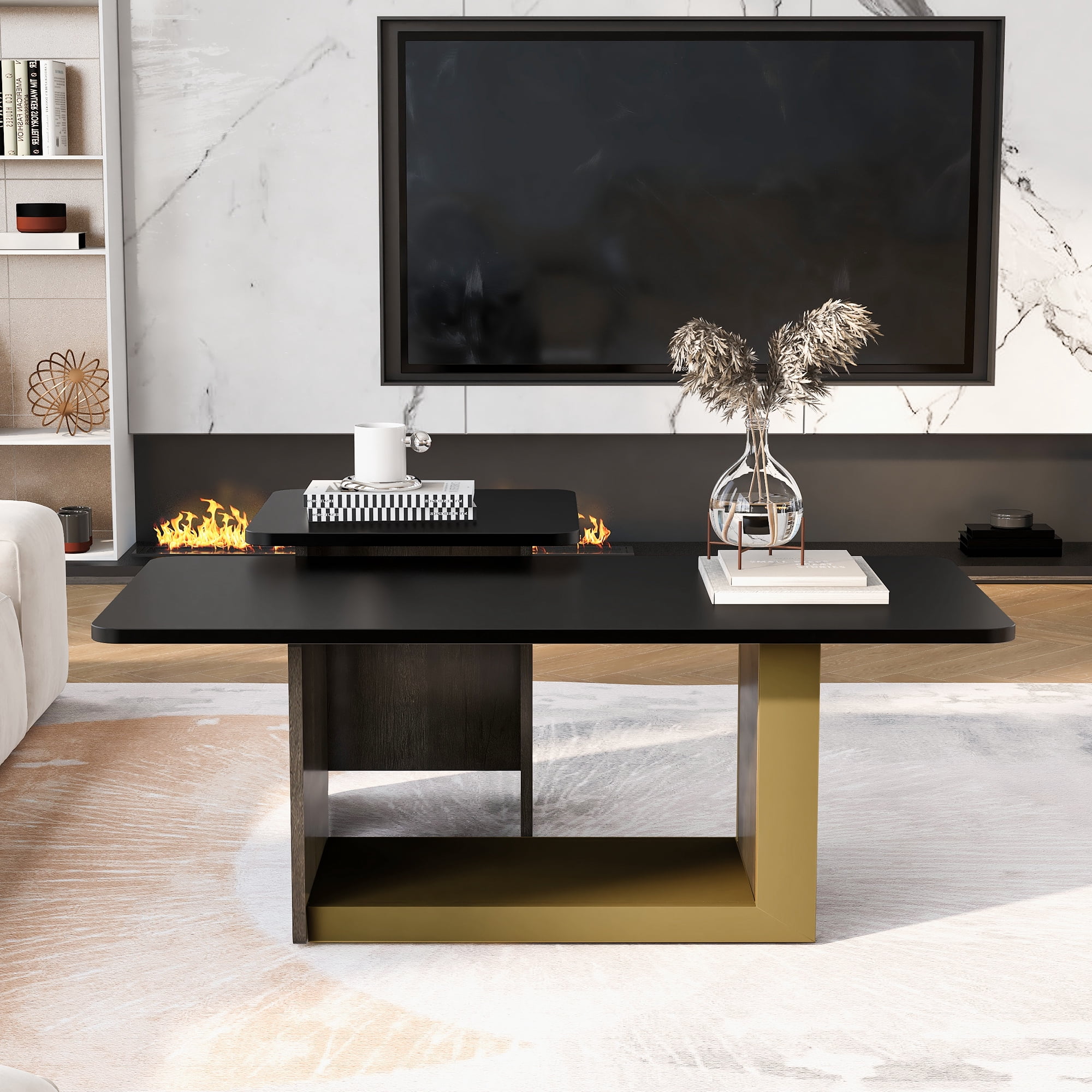 Euroco Modern Light Luxury Coffee Table Set of 2, Small Square Coffee End Table with Spacious Top, Center Table for Living Room