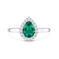 thumbnail image 4 of Rosec Jewels Lab Grown Emerald Teardrop Engagement Ring with Halo - Pear Shape Emerald Diamond Ring - AAAA Quality Certified, 925 Sterling Silver, US 7.00, 4 of 8