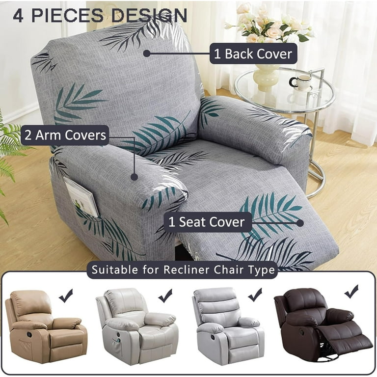 ATJIA Stretch Recliner Slipcovers Printed Sofa Cover 4-Piece