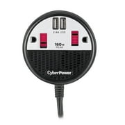 CyberPower CPS160PPB2U - 160W Black/Red Power Inverter with 2 AC Outlets, 1 USB Port, and 4 ft Cord