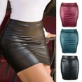 thumbnail image 2 of PERZOE Mini Skirt Women Mini Skirt Solid Color High Waist Slim Fit Skinny Matte Faux Leather Cozy Commuter Bodycon Skirt Streetwear, 2 of 7