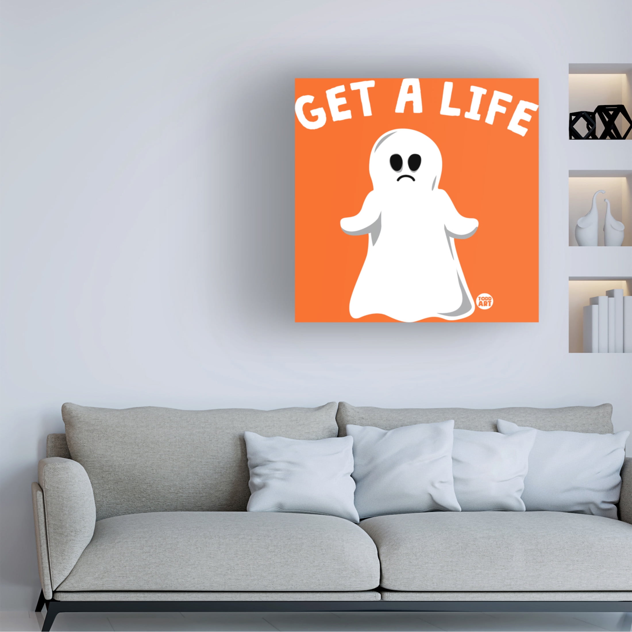Canvas Wall Art - toddart 'Get A Life Ghost' Wall Art for Living Room, Bedroom, or Office Décor by Trademark Fine Art - 24 x 24 Inches