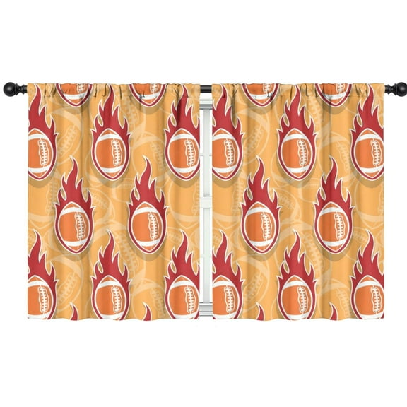 Blackout Kids Curtains,Orange Flaming Footballs Pattern Childrens Insulated Curtains Set Of 2,Bedroom Essentials,Toddler Room Decor 42"x54"