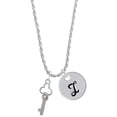 thumbnail image 1 of Delight Jewelry Silvertone Trefoil Key with AB Crystals Silvertone Script Initial Disc - I - Charm Necklace, 20"+3", 1 of 4