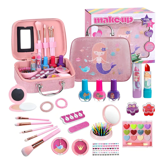 Kit Maquillaje Infantil Lavable 24 Piezas Juguete Xtellar rosa