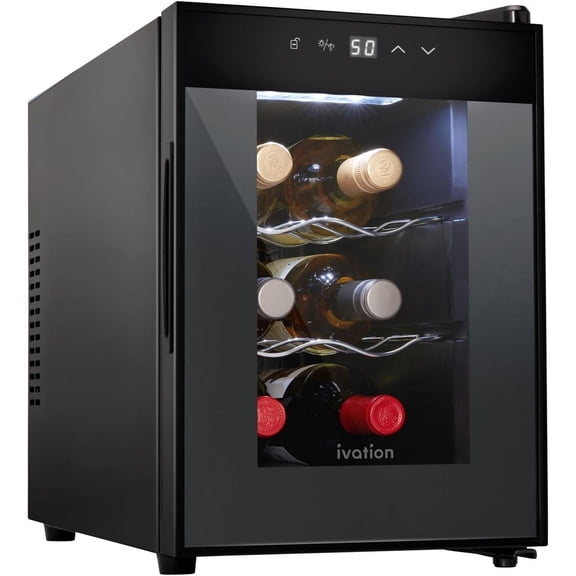 Ivation 6-Bottle Wine Cellar, 15.5 in, Black
