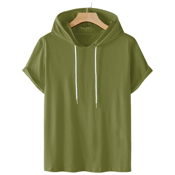 pstuiky Camisas de vestir de manga corta para hombre, Camiseta deportiva informal de manga corta con capucha y cuello redondo para hombre ropa de hombre s
