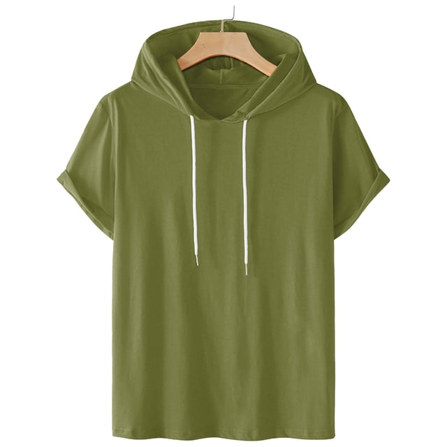 pstuiky camisetas de manga corta para hombre, Camiseta deportiva informal de manga corta con capucha y cuello redondo para hombre camisas casuales para hombre xl
