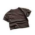 thumbnail image 1 of Plebaso T-Shirts à Manches Courtes pour Enfants Garçons Été Décontracté Coton T-Shirts Filles Col Rond Uni avec Poches, 1 of 3