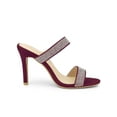 thumbnail image 3 of BLISSFUL STEP Sandales Mules à Talon Aiguille Haut à Bout Ouvert pour Femmes Bourgogne 6, 3 of 7