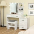 thumbnail image 6 of FANGSUM Large Vanity Set/Desk with Mirror and 10 LED Lights, Makeup Vanity Table with Lights and 5 Drawers, White Vanity Table Set with Stool and Storage Shelves, 6 of 8