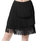 thumbnail image 1 of Falda de baile latino con borlas de tres capas, vestido suave para mujer, ropa de baile para fiesta en club XL negro, 1 of 7