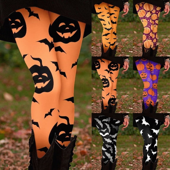 Halloween Women's Workout Leggings with Pockets High Waisted Tummy Control Stretch Activewear Running Yoga Pants(Orange,XL)