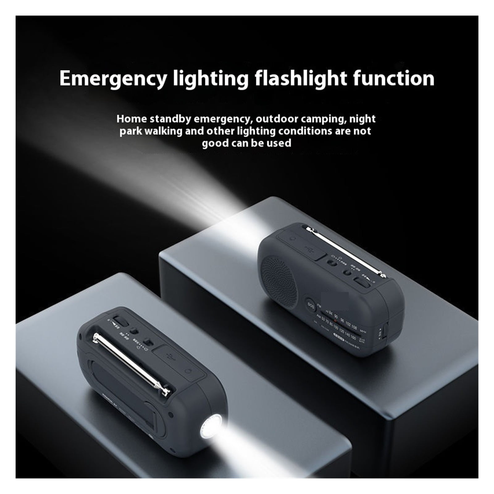 Hand Crank Emerncy Radio with Flashlight, Multi-Function Recharable FM Radio for Disaster Preparedness, Portable Survival ar with USB Charging ,Listen Anytime, Anywhere