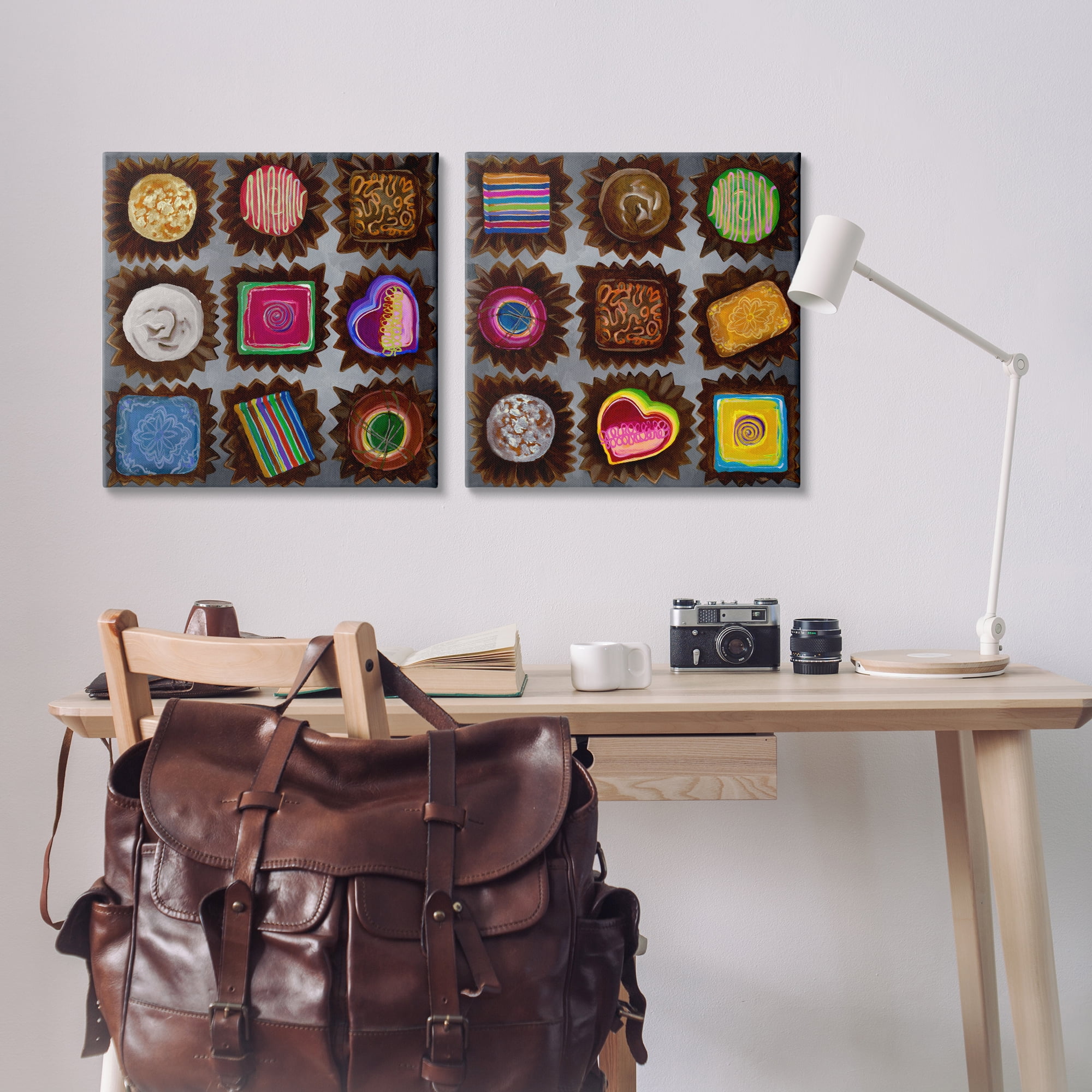 Stupell Industries Various Chocolate Choices Food & Beverage Painting Wrapped Canvas Art Print Wall Art, 24 x 24, Set of 2