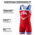 thumbnail image 2 of Exxact Sports Sublimated Youth Wrestling Singlet For Boys, Premium Powerlifting Singlet, Kids Wrestling Singlets For Training (YXS, Red USA), 2 of 7