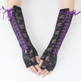 thumbnail image 6 of UJNDER Fingerless Steam Punk Witch Long Elbow Arm Warmers Lace Sleeves for Party Halloween Gloves Mittens Purple, 6 of 6