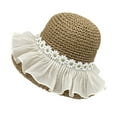 thumbnail image 3 of CHENge Women's Summer Straw Bucket Hat with Breathable Lace Cutout Design for Sun and Outdoor Travel, 3 of 3