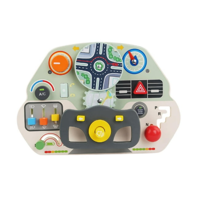 Juguete del volante,Volante de dirección Firir Jugar juguete para conducir para niños,Junta de actividades Sensorial Junta de actividades de actividad,Tablero de tablero de tablero de madera