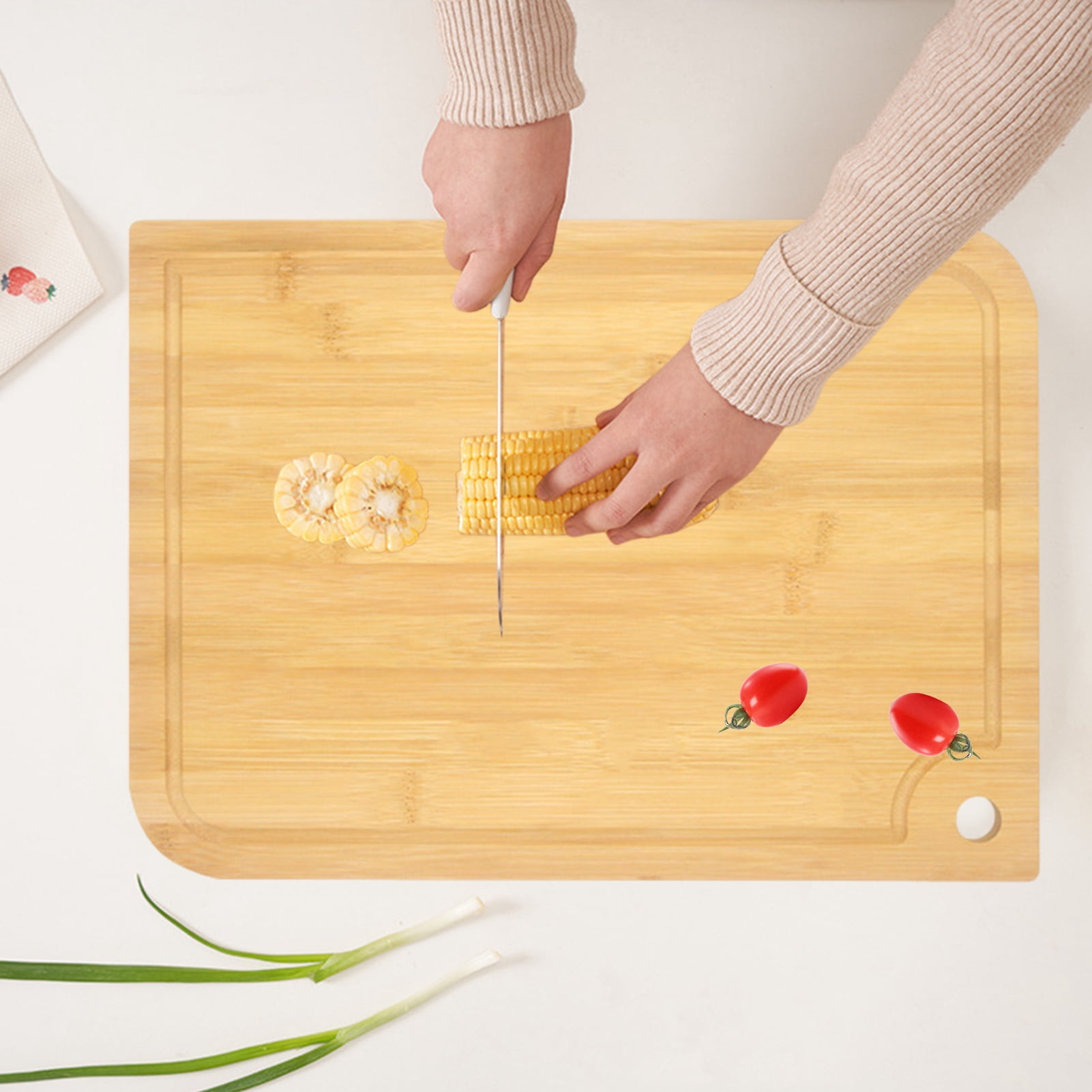 HomeLife Bamboo Cutting Boards for Kitchen Double-Sided Chopping Board Large Multi-Functional Fruit Cutting Board for Meat Vegetables Charcuterie Board And Cheese Platter