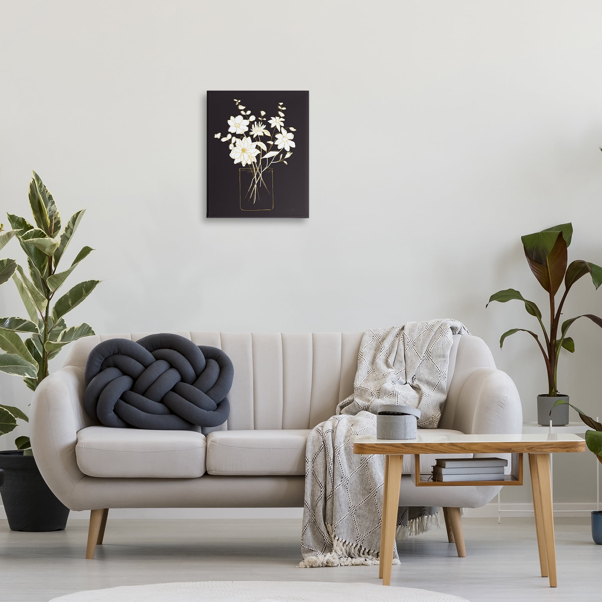 Stupell Industries Classy Jar of Flowers Botanical & Floral Painting Gallery Wrapped Canvas Art Print Wall Art, 16 x 20