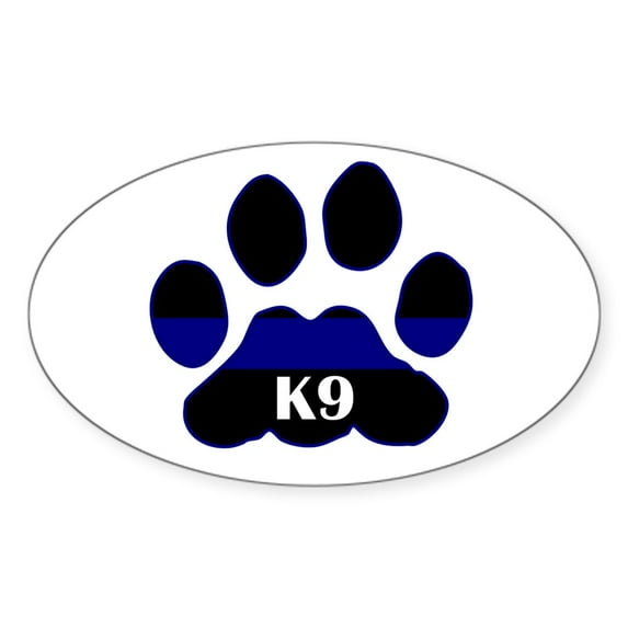 CafePress - K9 Thin Blue Oval Sticker - Sticker (Oval)