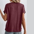 thumbnail image 5 of Jewelreauty Summer Shirts Women V Neck Short Sleeve Casual Going Out T-Shirts Pullover Solid Loose Tee Blouses (M, Wine), 5 of 8
