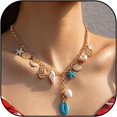 thumbnail image 1 of Shell Necklace for Women Seashell Necklace Beach Charm Necklace Pearl Starfish Beaded Necklace Layered Charm Necklace Beach Essentials Summer Outfits for Women, 1 of 6