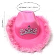 thumbnail image 2 of Pink Cowboy Hat Felt Cowboy Hat with Neck Draw String Cosplay Party Costume Accessories Play Dress Up for Women, 2 of 8