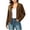 Brown, variant on Women's Zip Up Bomber Jackets, Lightweight V Neck Casual Thumb Hole Cuffs Long Sleeve Tops Fall Outerwear with Pockets Brown Size L