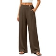 thumbnail image 2 of JYnXIANTI Wide Leg Pants for Women Loose Flowy High Waist Pants Breathable Beach Trousers Travel Outfit with Pockets(Brown,XX-Large), 2 of 7
