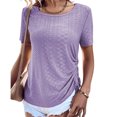 thumbnail image 1 of Camiseta de mujer de manga corta con cuello redondo y cordón lateral holgado, Top informal de verano para mujer, 1 of 6