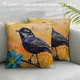 thumbnail image 3 of Nawypu  Birds Decorative Pillow Covers Bluebird Stand in Newspaper and Flower Print Cushion Cover Pillow Cases Standard Home Couch Decor Pillowslip Yellow, 3 of 5