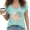 1-Blue, variant on Women's Retro Checkered Smiley Face V-Neck Sleeveless T-Shirt Blue Fashion Casual Top