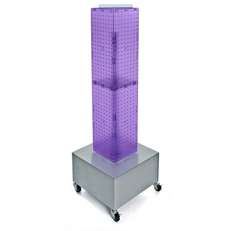 UPC: 0794504766134 | Four-Sided Pegboard Floor Display on Wheeled Metal Base. Panel Size: 8”W x 40”H PURPLE