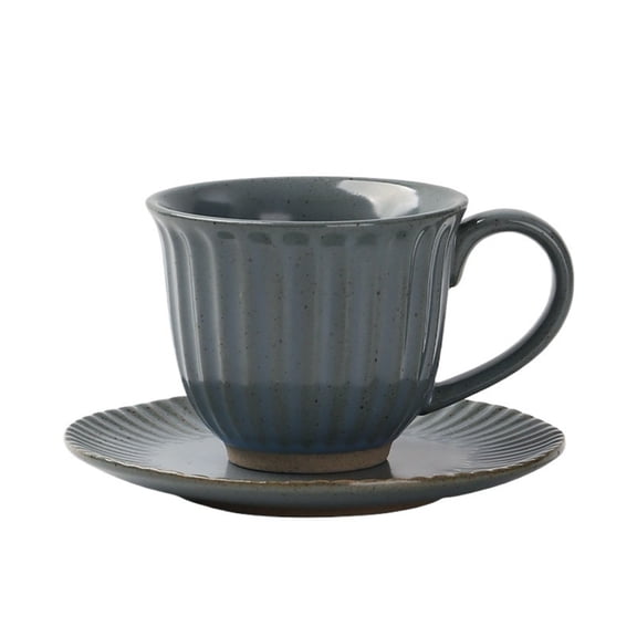 Ceramic Coffee Cup and Saucer Set Retro Latte Simple European Hand-poured Coffee Cup